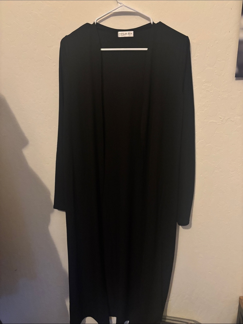 Long Black Open Front Women's Dress Cardigan